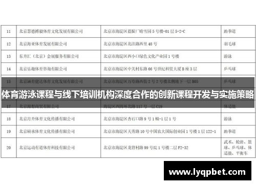 体育游泳课程与线下培训机构深度合作的创新课程开发与实施策略